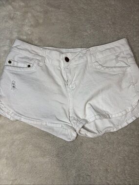 Full Tilt White Denim Jean Shorts - Casual Low-Rise
